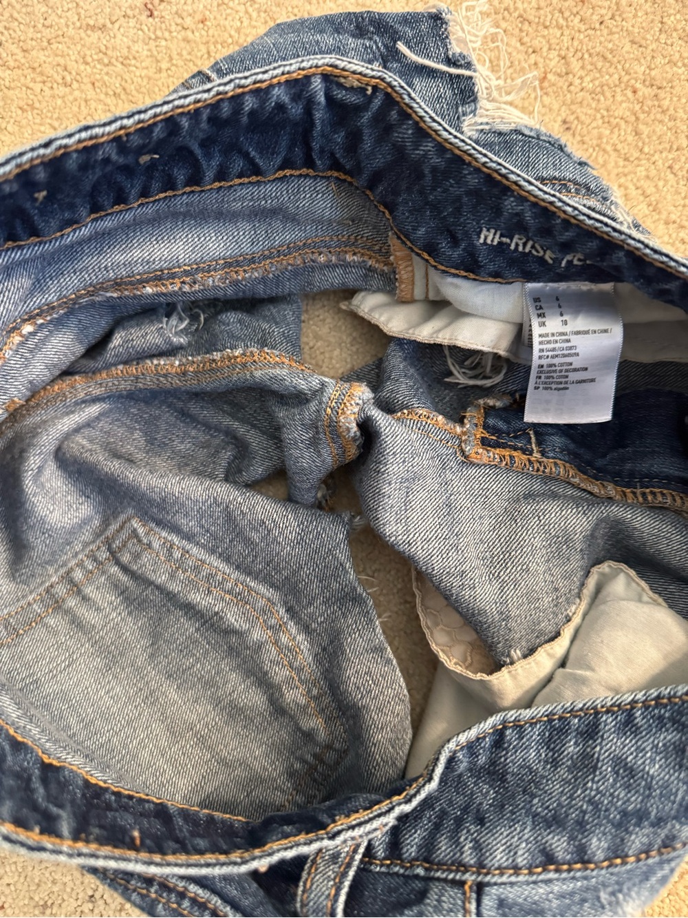 American Eagle Outfitters Dark Blue Distressed Denim Shorts Size 6 - Picture 9 of 9